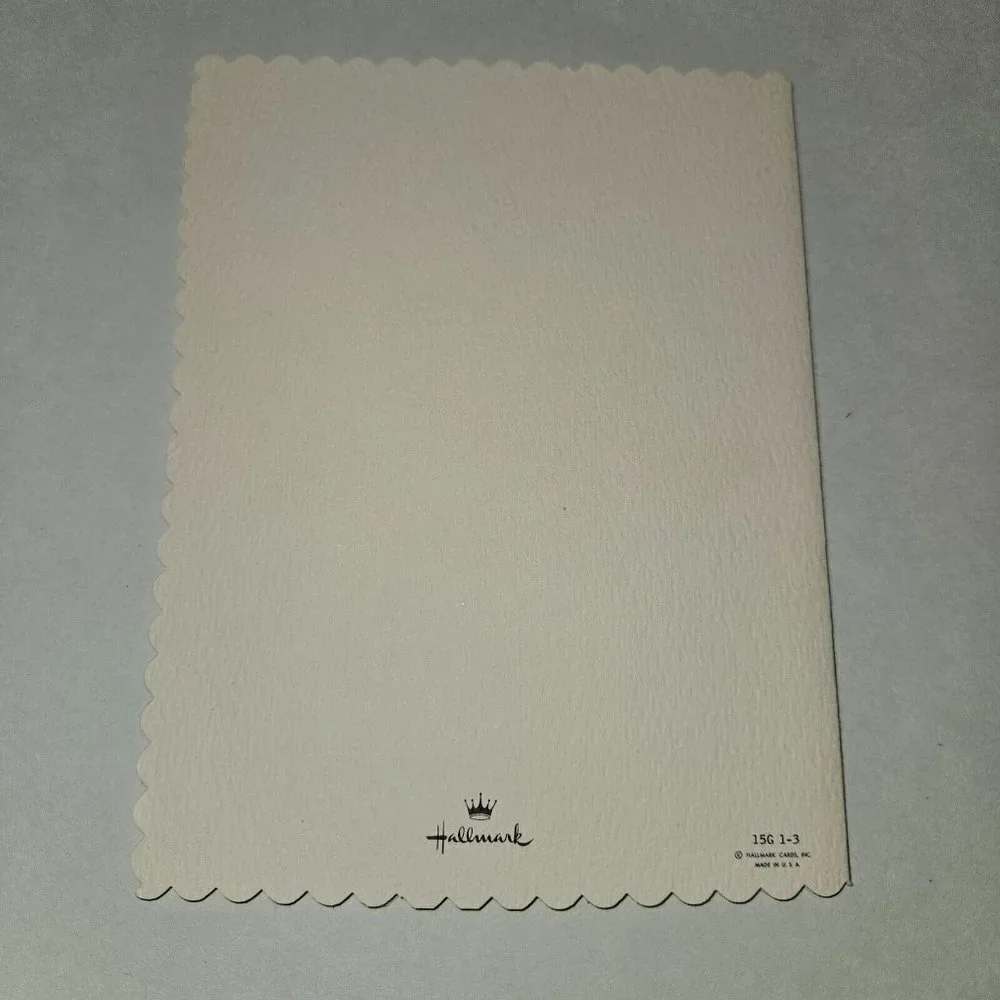 VTG New Baby Welcome Note Greeting Card Bear Dog Toys Scalloped NEVER USED